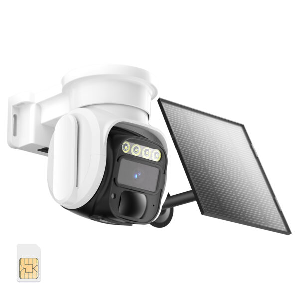 Solar Powered Outdoor Camera with 4G LTE & SD Card Storage - 360° View, 2-Way Talk, Motion Alerts for Farms/Construction Sites