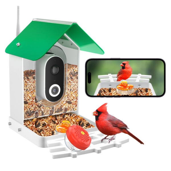 Smart Bird Feeder Camera AI Identify 8000+ Birds,Auto Capture Bird Videos & APP Notify Video Bird Camera for Bird Lovers-Ideal Gift for Family