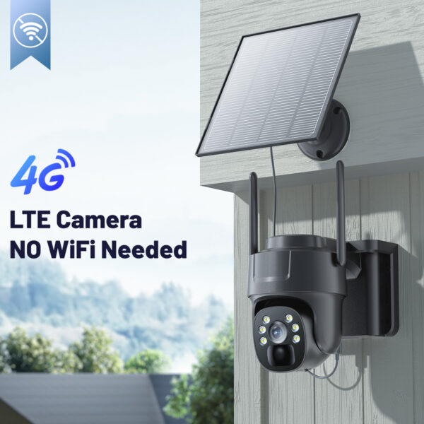 4G LTE Cellular Security Camera, No WiFi Security Camera Outdoor Built-in SIM Card Unlimited Data Plan, Solar Powered, 2K Wireless Cam Color Night Vision, PIR Motion Sensor, 355° View, 2 Way Talk - Image 2