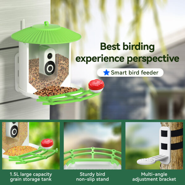 HiBirds-Smart Bird Feeder with Camera,Bird Watching Camera with Solar Powered,Auto Capture Bird Videos & Motion Detection,AI Camera,Ideal Gift for Bird Lover - Image 2