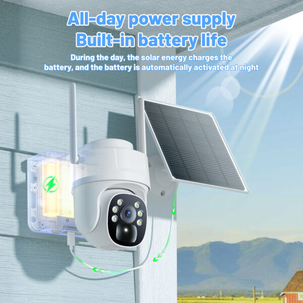 RUNOCAM 4G LTE Cellular Security Camera, Solar-Powered No WiFi Needed Wireless Outdoor Security Camera with PIR Motion Sensor, 355° Live View, 2K HD Night Vision, Remote Access, 2-Way Audio, Built-in SIM Card - Image 5