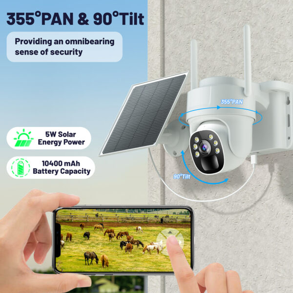 RUNOCAM 4G LTE Cellular Security Camera, Solar-Powered No WiFi Needed Wireless Outdoor Security Camera with PIR Motion Sensor, 355° Live View, 2K HD Night Vision, Remote Access, 2-Way Audio, Built-in SIM Card - Image 6