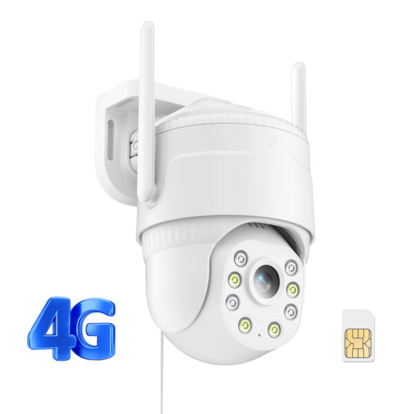 4G LTE Cellular Security Camera, Wired Cellular Cam Built-in SIM Card for Outdoor/Indoor, Unlimited Data Plan, No WiFi Security Cameras 2K Color Night Vision, 24/7 Recording, PIR Motion Detection